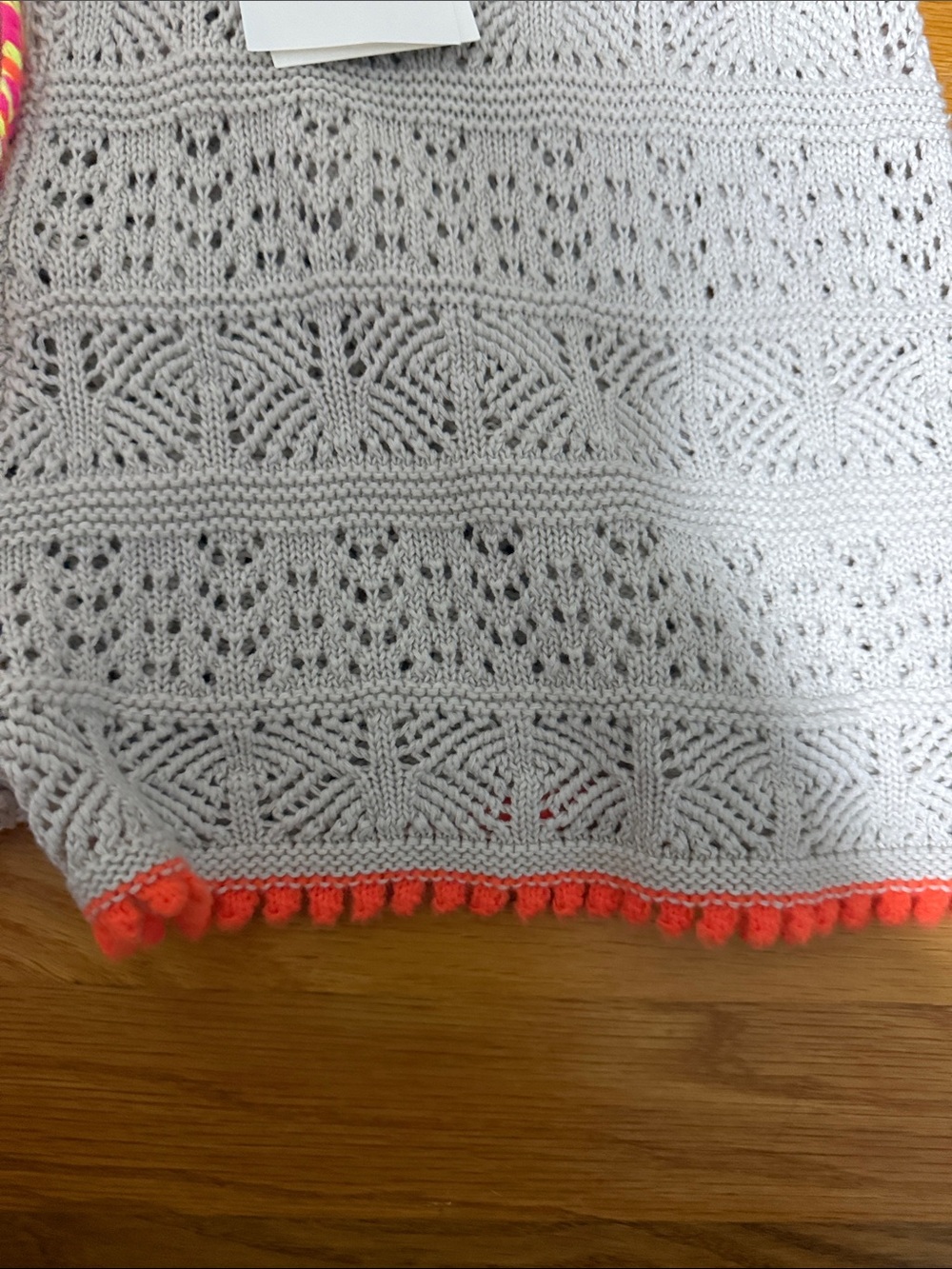 Lisa Todd Cream Crochet Shorts with Neon Coral Trim - Picture 6 of 7